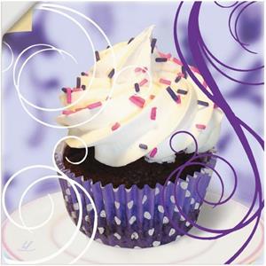 Artland Artprint Cupcake op violet - gebak als artprint van aluminium, artprint op linnen, muursticker of poster in verschillende maten