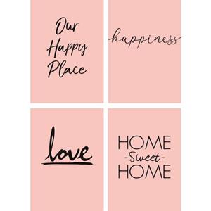 Artland Poster Plaats geluk liefde Home sweet Home Poster, artprint, wandposter (4 stuks)