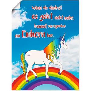 Artland Artprint Eenhoorn met regenboog als artprint op linnen, muursticker of poster in verschillende maten