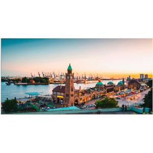 Artland Artprint Hamburg Haven en pier als artprint van aluminium, artprint op linnen, muursticker of poster in verschillende maten