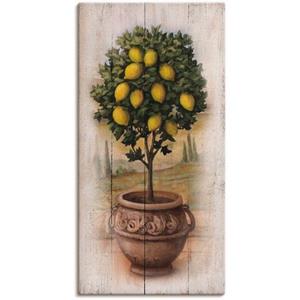 Artland Artprint Citroenboompje met hout-look als artprint op linnen, muursticker of poster in verschillende maten