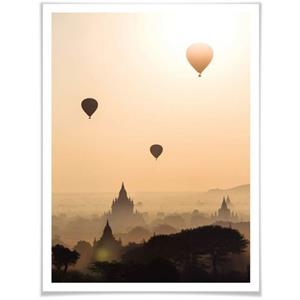 Wall-Art Poster "Morgen über Bagan", Landschaften, (1 St.), Poster, Wandbild, Bild, Wandposter