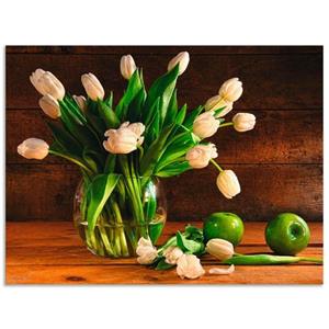 Artland Artprint Tulpen in glazen vaas als artprint van aluminium, artprint op linnen, muursticker of poster in verschillende maten