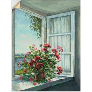 Artland Artprint Geraniums aan het raam als artprint van aluminium, artprint op linnen, muursticker of poster in verschillende maten