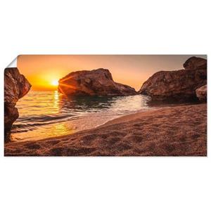 Artland Artprint Zonsondergang en strand als artprint van aluminium, artprint op linnen, muursticker of poster in verschillende maten