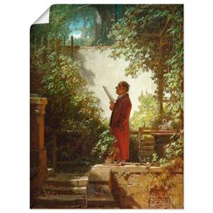 Artland Artprint Krantenlezer in de tuin bij het huis 1850 als artprint op linnen, muursticker of poster in verschillende maten
