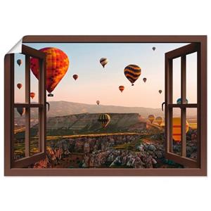 Artland Artprint Blik uit het venster Cappadocië ballonvaart als artprint van aluminium, artprint op linnen, muursticker of poster in verschillende maten