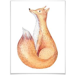 Wall-Art Poster Dieren in het bos vos Poster, artprint, wandposter (1 stuk)