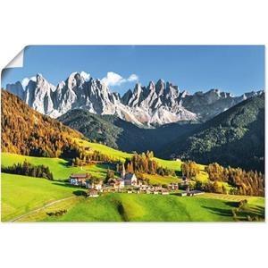 Artland Artprint Alpen bergen Santa Maddalena als artprint van aluminium, artprint op linnen, muursticker of poster in verschillende maten