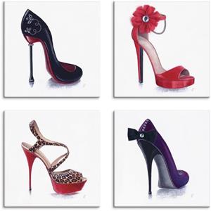 Artland Artprint op linnen Damesschoenen set van 4, verschillende maten (4 stuks)