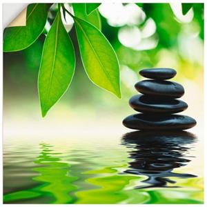 Artland Artprint Zen steenpiramide op wateroppervlak als artprint van aluminium, artprint op linnen, muursticker of poster in verschillende maten
