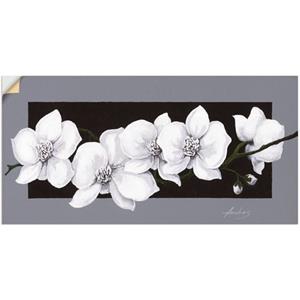 Artland Artprint Witte orchideeën op grijs als artprint van aluminium, artprint op linnen, muursticker of poster in verschillende maten