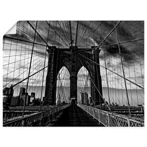 Artland Artprint Brooklyn Bridge - zwart/wit als artprint van aluminium, artprint op linnen, muursticker of poster in verschillende maten