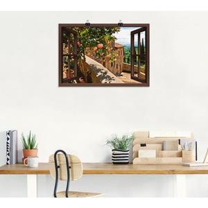 Artland Artprint Blik uit het venster rozen op balkon Toscane als artprint van aluminium, artprint op linnen, muursticker of poster in verschillende maten