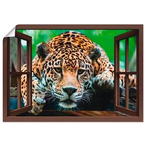 Artland Artprint Blik uit het venster - Zuid-Amerikaanse jaguar als artprint van aluminium, artprint op linnen, muursticker of poster in verschillende maten