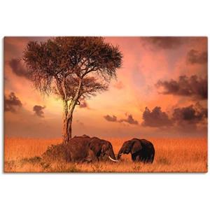 Artland Artprint Olifanten bij het avondeten als artprint van aluminium, artprint op linnen, muursticker of poster in verschillende maten