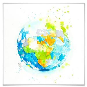 Wall-Art Poster "Worldpuzzle", Schriftzug, (1 St.), Poster, Wandbild, Bild, Wandposter