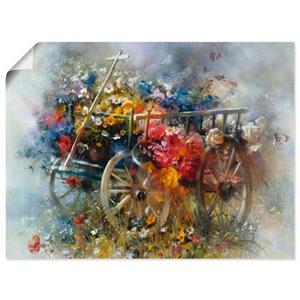 Artland Artprint Bloemen kruiwagen als artprint op linnen, muursticker of poster in verschillende maten