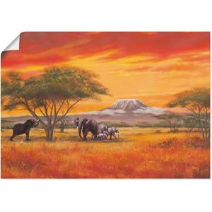 Artland Artprint Olifanten als artprint van aluminium, artprint op linnen, muursticker of poster in verschillende maten