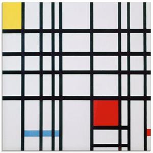 Artland Print op glas Compositie met rood blauw en geel. in verschillende maten