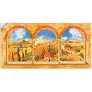 Artland Artprint Drie bogen met blik op Toscane als artprint van aluminium, artprint op linnen, muursticker of poster in verschillende maten