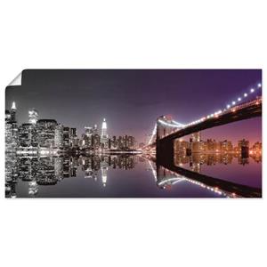 Artland Artprint New York skyline nachtelijke reflectie als artprint van aluminium, artprint op linnen, muursticker of poster in verschillende maten