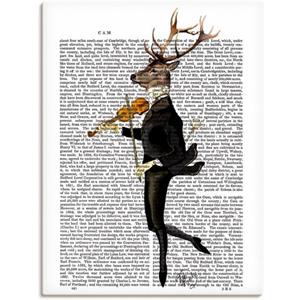 Artland Artprint Dansend hert met viool als artprint van aluminium, artprint op linnen, muursticker of poster in verschillende maten