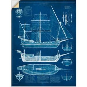 Artland Artprint Ontwerp voor een antieke boot I als artprint van aluminium, artprint op linnen, muursticker of poster in verschillende maten