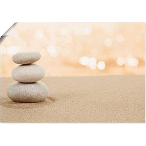Artland Artprint Zen stenen in het zand als artprint van aluminium, artprint op linnen, muursticker of poster in verschillende maten