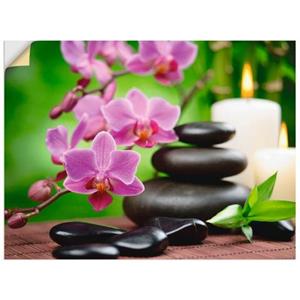 Artland Artprint Zen basaltstenen en bamboe op hout als artprint van aluminium, artprint voor buiten, artprint op linnen, poster, muursticker