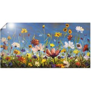 Artland Artprint Weide met wilde bloemen blauwe hemel als artprint van aluminium, artprint op linnen, muursticker of poster in verschillende maten