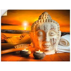 Artland Artprint Bad-accessoires met boeddha-standbeeld als artprint van aluminium, artprint op linnen, muursticker of poster in verschillende maten