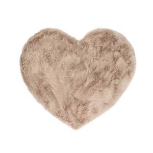 Tapeso Kindervloerkleed hartje - Fluffy taupe - 70x80 cm - Bruin