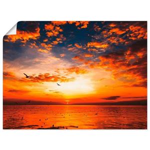 Artland Artprint Zonsondergang aan het strand als artprint van aluminium, artprint op linnen, muursticker of poster in verschillende maten
