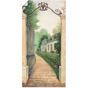 Artland Artprint Fresco - blik door het tuinpoortje als artprint van aluminium, artprint op linnen, muursticker of poster in verschillende maten