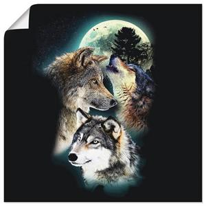 Artland Artprint Fantasie wolf wolven met maan als artprint van aluminium, artprint op linnen, muursticker of poster in verschillende maten