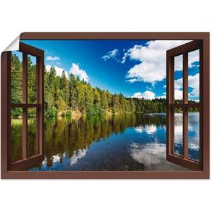 Artland Artprint Blik uit het venster Noors landschap als artprint van aluminium, artprint op linnen, muursticker of poster in verschillende maten