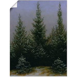 Artland Artprint Sparrenbossen in de sneeuw Dresdener Heide als artprint van aluminium, artprint op linnen, muursticker of poster in verschillende maten