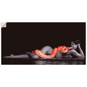 Artland Artprint Vrouw in water liggend met python als artprint van aluminium, artprint op linnen, muursticker of poster in verschillende maten