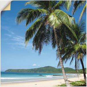 Artland Artprint Strand met palmen als artprint van aluminium, artprint op linnen, muursticker of poster in verschillende maten