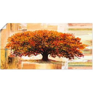 Artland Artprint Herfstboom op abstracte achtergrond als artprint van aluminium, artprint op linnen, muursticker of poster in verschillende maten