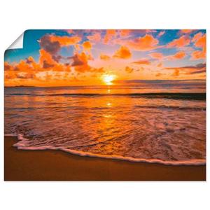 Artland Artprint Zonsondergang aan het strand als artprint op linnen, muursticker of poster in verschillende maten