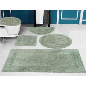 OTTO products Badematte Leni , Höhe 14 mm, rutschhemmend beschichtet, fußbodenheizungsgeeignet, Baumwolle, rund, mit Bordüre, auch als 3 teiliges Set erhältlich