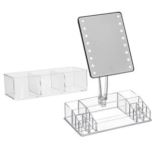 5five Make-up organizer set vakjes 23 x 9,5 x 8,5 cm cm en een LED spiegel en vakjes set -