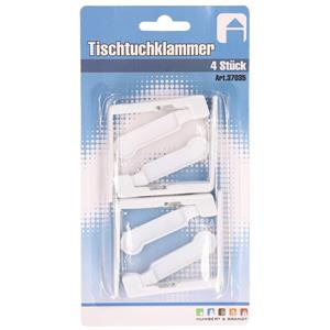 12x Tafelkleed klemmen wit 3 x 5 cm kunststof -