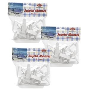 36x Kunststof tafelkleed klemmen wit 5 x 4 cm -