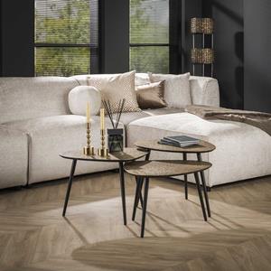 LifestyleFurn Salontafel Corky Metaal, Set van 3 stuks - Brons antiek
