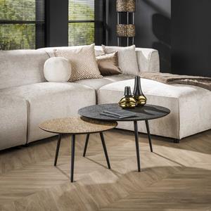 LifestyleFurn Ronde Salontafel Chi Metaal, Set van 2 stuks - ZWART - GOUD