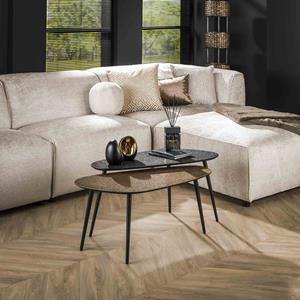 LifestyleFurn Salontafel Marylouise Metaal, Set van 2 stuks - ZWART - GOUD