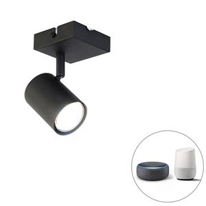 QAZQA Smart spot zwart verstelbaar vierkant incl. Wifi GU10 - Jeana